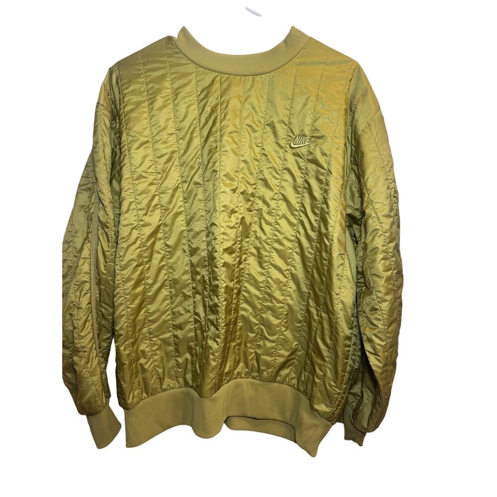 Nike Tech Pack Therma-FIT Quilted Pullover Jacket Mustard Green Men’s Medium